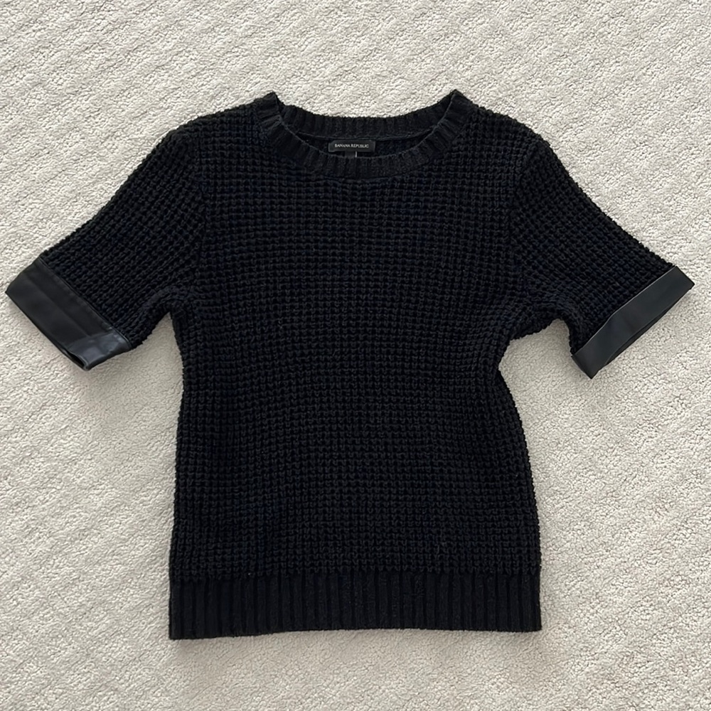 Banana Republic Black Chunky Short Sleeve Sweater Sz S
